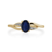 Gemondo Bague Saphir, 9ct Or Jaune 0.57ct Bleu Bague Saphir & Diamant