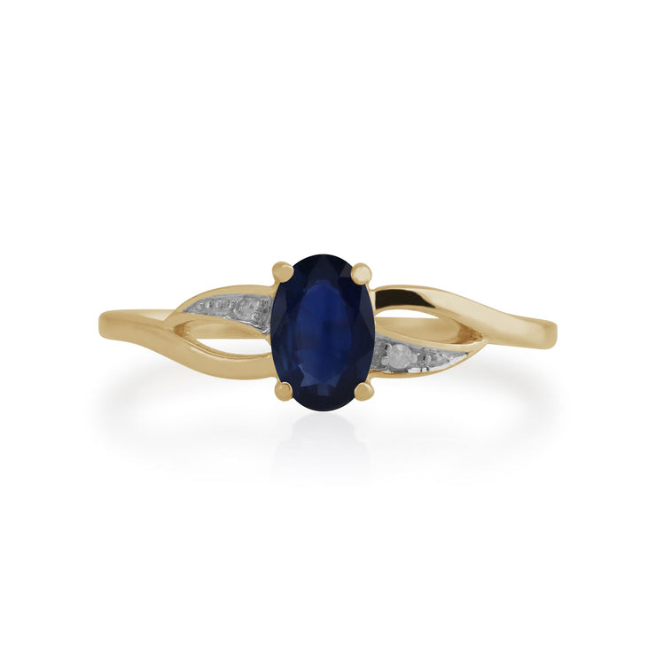 Gemondo Bague Saphir, 9ct Or Jaune 0.57ct Bleu Bague Saphir & Diamant