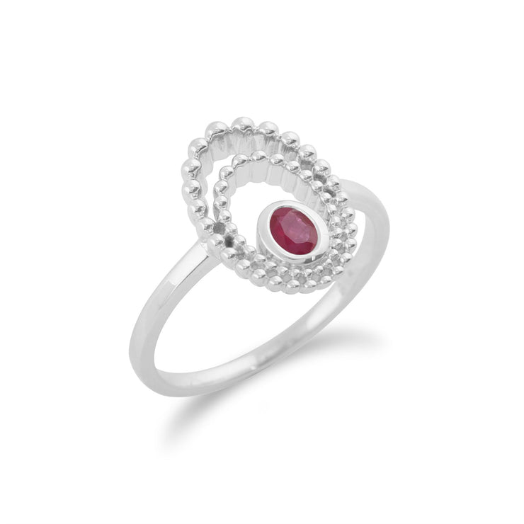 Gemondo Bague Rubis, en Argent Sterling 925 0,24 CT Bague Rubis