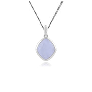 Pendentif Pain de Sucre Classique Argent 925 Agate Bleue Forme Diamant serti Clos