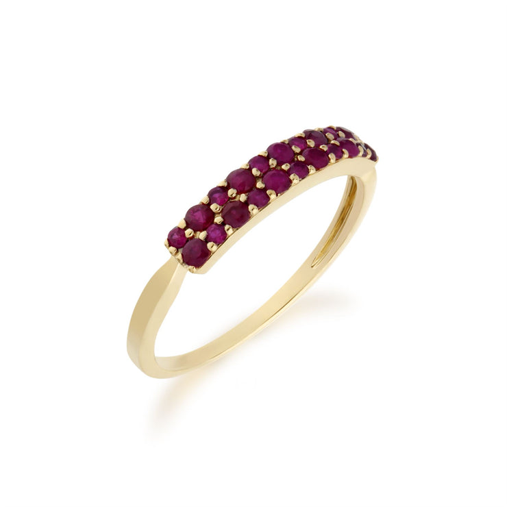 Gemondo Femmes 9 Ct or Jaune Rubis Serti Panneau Bague - Rubis