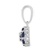 Pendentif et Boucles d'Oreilles Créoles Floral Argent 925 Saphir et Diamant
