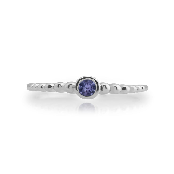 Gemondo Tanzanite Bague, en Argent Sterling 925 0,11 CT Tanzanite Empillable Pierre de Naissance Bague