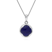 Lapis Lazuli Pendentif, Argent Sterling Rond Lapis Lazuli Pendentif sur 45cm Chaîne