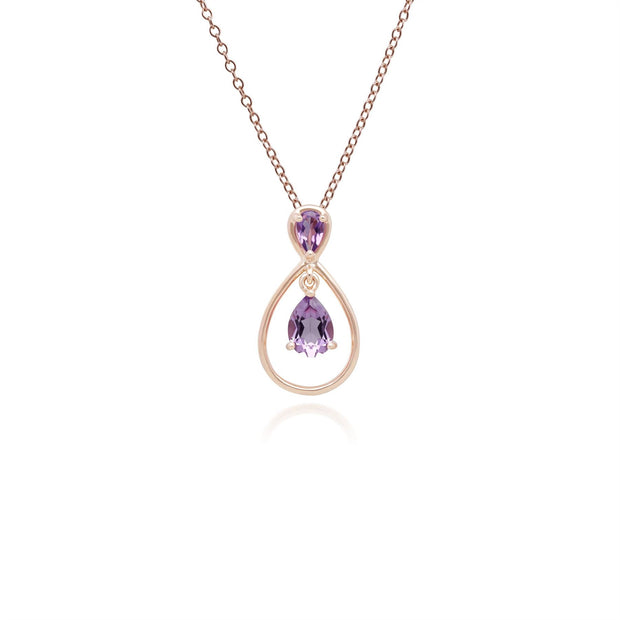 Pendentif Classique Or Rose 375 Améthyste Poire