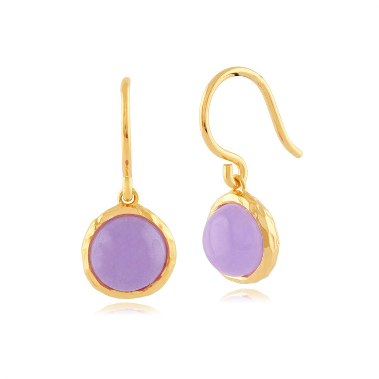 Lavande Jade 'Irida' Pastel Earrings in 9ct Or Jaune Plaqué Argent Sterling