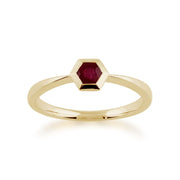 Gemondo Bague Rubis, 9ct Or Jaune 0.27ct Rubis Hexagone Bague