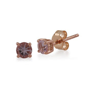 Boucles d'Oreilles Clou Morganite Classique Or Rose 375 Diamant et Ear-Jacket Diamant Rond