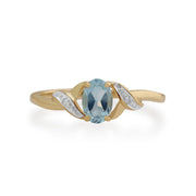 Gemondo Topaze Bleu Bague, 9ct Or Jaune 0.56ct Topaze Bleu Et Diamant Bague