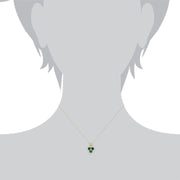 Pendentif et Boucles d'Oreilles Clou Floral Or Jaune 375 Emeraude et Diamant Rond