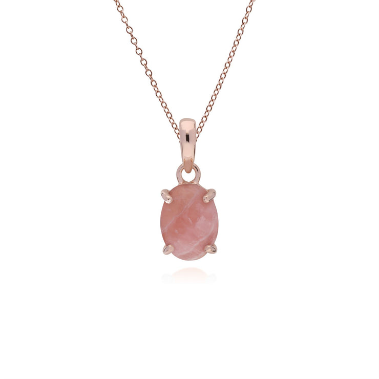 Plaqué or Rose Argent Sterling Rhodochrosite Ovale 45cm Collier