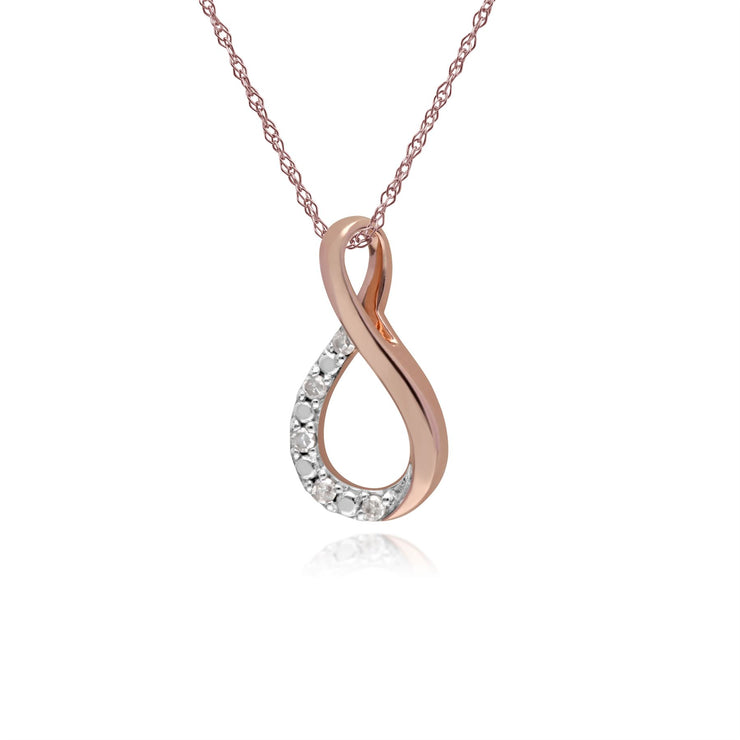 Collier Diamant, 9 CT or Rose Diamant Baiser Pendentif sur 45cm Chaîne