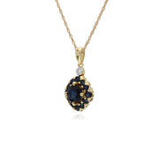 s 9 CT Saphir or Jaune & Diamant Carré Serti Pendentif sur 45cm Chaîne