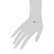 Bracelet Classique Or Jaune 375 Jade Verte Coussin serti Clos