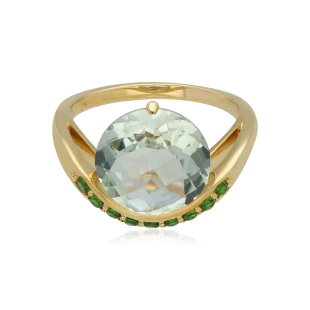 Bague Kosmos Or Jaune 375 Quart vert et Chrome Diopside