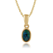 Pendentif et Boucles d'Oreilles Clou Classique Or Jaune 375 Opale Triplet Serti Clos