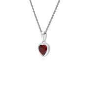 Argent Sterling Pierre Unique Grenade Coeur Pendentif sur 45cm Chaîne