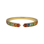 Bague Ouverte Arc-en-Ciel Argent 925 Plaqué Or