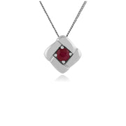 Pendentif Croisé Carré Classique Argent 925 Rubis