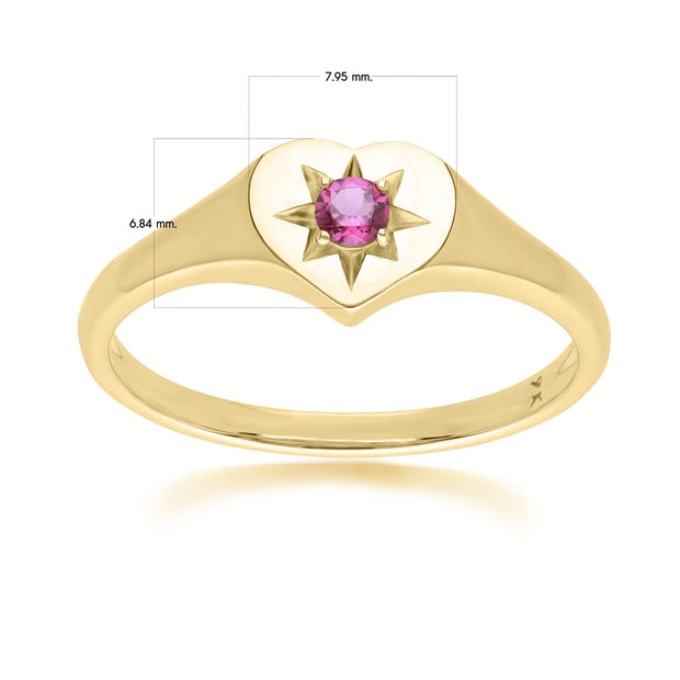 Bague Cœur ECFEW™ 'The Liberator' avec Rhodolite en Or Jaune 375