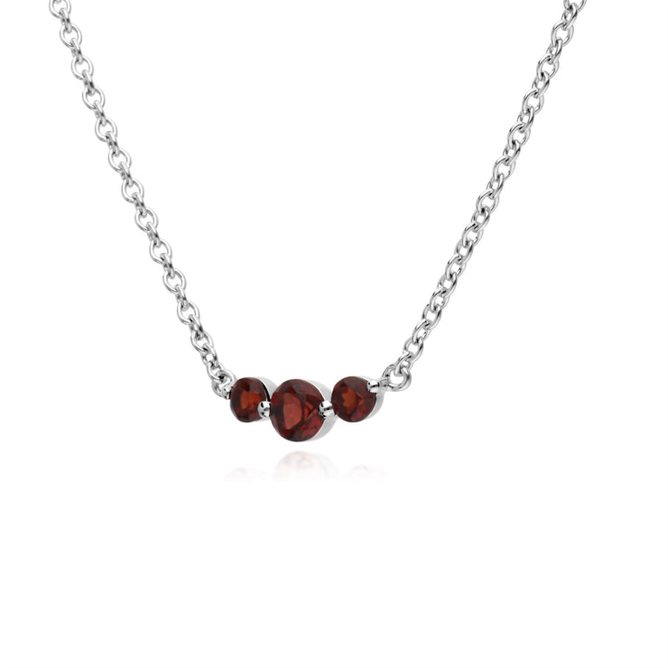 Argent Sterling Trois Pierres Grenade Rond Dégradé 45cm Collier