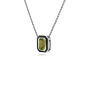 Pendentif Style Art Déco Péridot Octagonal et Email Noire