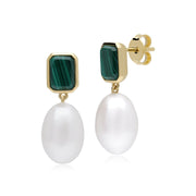 Gemondo Boucles d'Oreilles Pendantes ECFEW™ 'The Unifier' Perle Baroque et Malachite