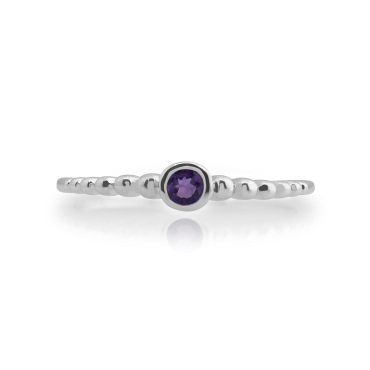 Gemondo Bague Amethyste, en Argent Sterling 925 0,08 CT Améthyste Empillable Pierre de Naissance Bague