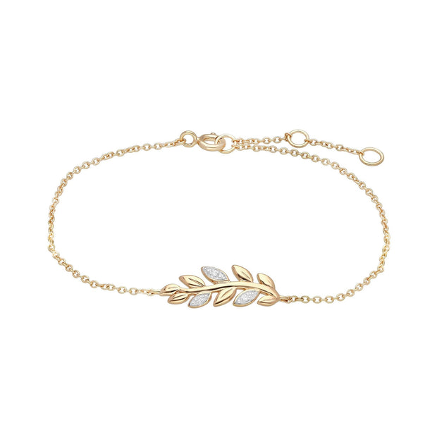 Bracelet et Boucles d'Oreilles Clou O Leaf Or Jaune 375 Diamant