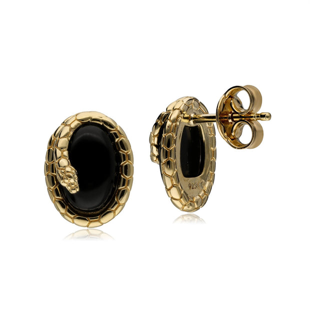 Boucles d’Oreilles Clou ECFEW™ 'The Ruler' Serpent avec Onyx