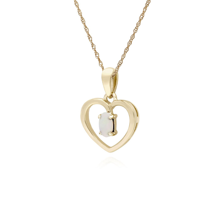 s 9 CT or Jaune Opa Ovale Pierre Unique Coeur Pendentif sur 45cm Chaîne