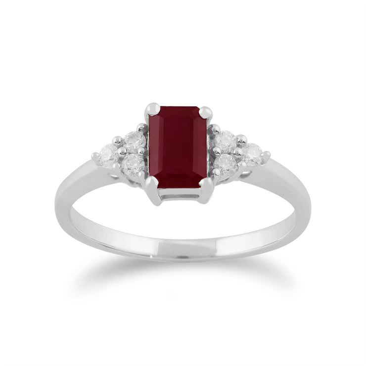 Blanc 9 Ct Or 0.66CT NATUREL RUBIS & diamant bague pierre Unique