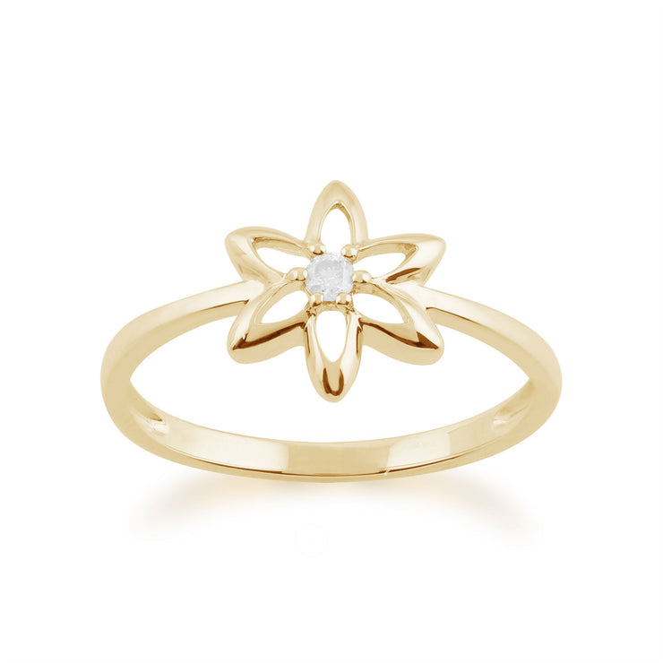 Gemondo 9ct Yellow Gold 0.03ct Diamond Spring Starflower Ring