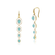 Boucles d'Oreilles Pendantes Siberian Waltz avec Email Blanc & Amazonite