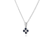 Pendentif Floral Trèfle Argent 925 Saphir rond serti Clos