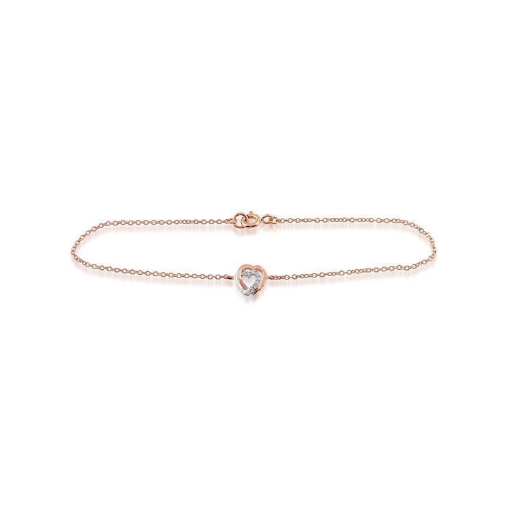 Bracelet Cœur Classique Or Rose 375 Diamant Rond