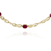 9 ct or Jaune Marquise Diamants et Rubis Infinity Motif 19cm Bracelet