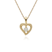 Pendentif et Boucles d'Oreilles Clou Cœur Classique Or Jaune 375 Opale