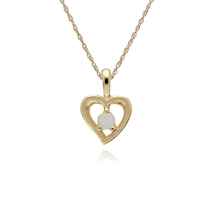 Pendentif et Boucles d'Oreilles Clou Cœur Classique Or Jaune 375 Opale