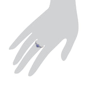 Gemondo Tanzanite Bague, 9 CT or Blanc 0.57ct Tanzanite Bague Du Halo