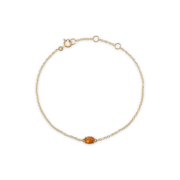 Bracelet Classique Or Jaune 375 Citrine Ovale