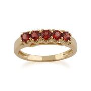Jaune 9ct or 0,63 CT Grenat Naturel Classique Cinq Bague Pierre
