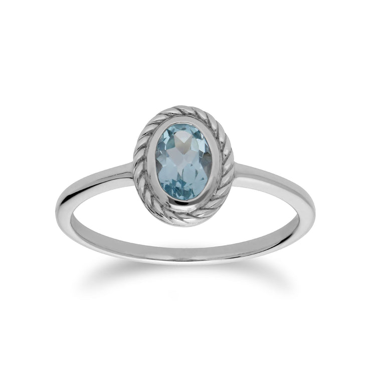 Gemondo Topaze Bague, Argent Sterling Topaze Bleu Novembre Corde Modèle Bague - TOPAZE