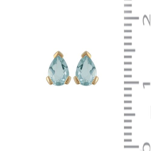 Pendentif et Boucles d'Oreilles Clou Classique Or Jaune 375 Aigue-Marine Poire