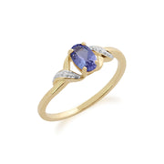 Gemondo Tanzanite Bague, 9ct Or Jaune 0.48ct Bague Tanzanite & Diamant