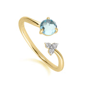 Bague Ouverte Classique Topaze Bleu Suisse Clair en Or Jaune 375