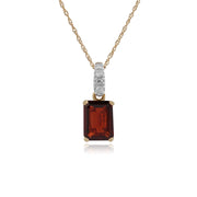 Pendentif Classique Or Jaune 375 Grenat Baguette et Bélière avec Diamant