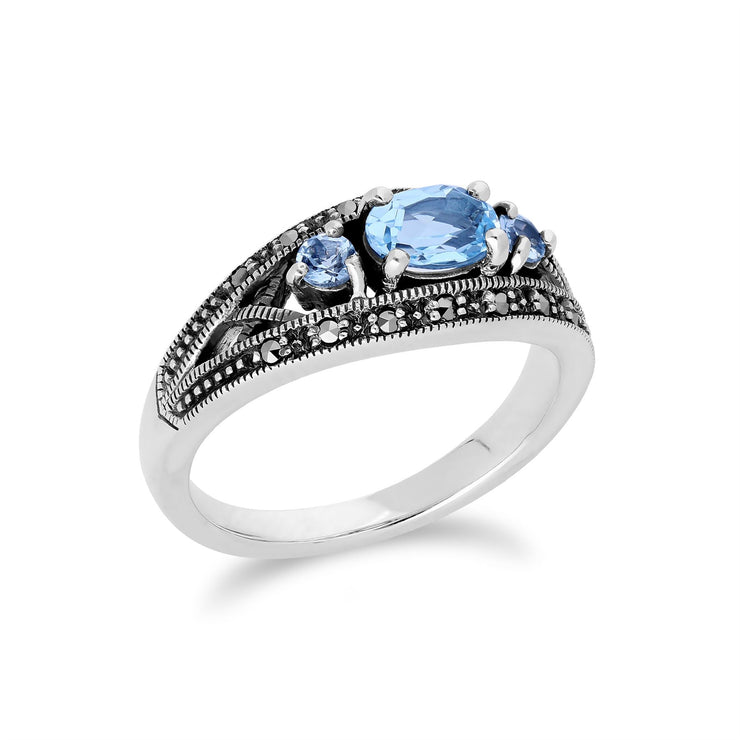 Gemondo Bague Topaze Argent Sterling, Triple Topaze & Marcassite Novembre Bague - TOPAZE