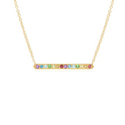 Collier Bar Arc-en-Ciel Argent 925 Plaqué Or