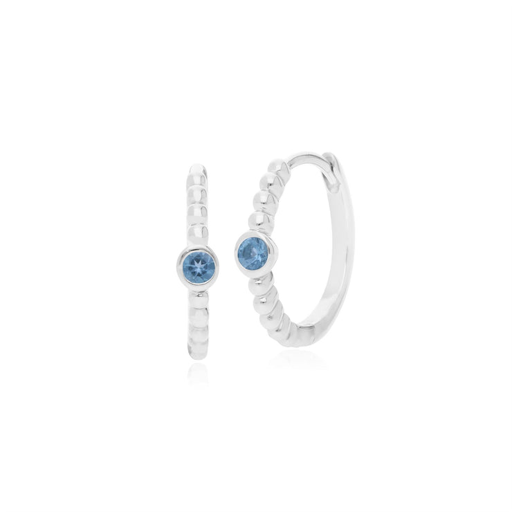 Boucles d'Oreilles Créoles Essentiel Argent 925 Topaze Bleue